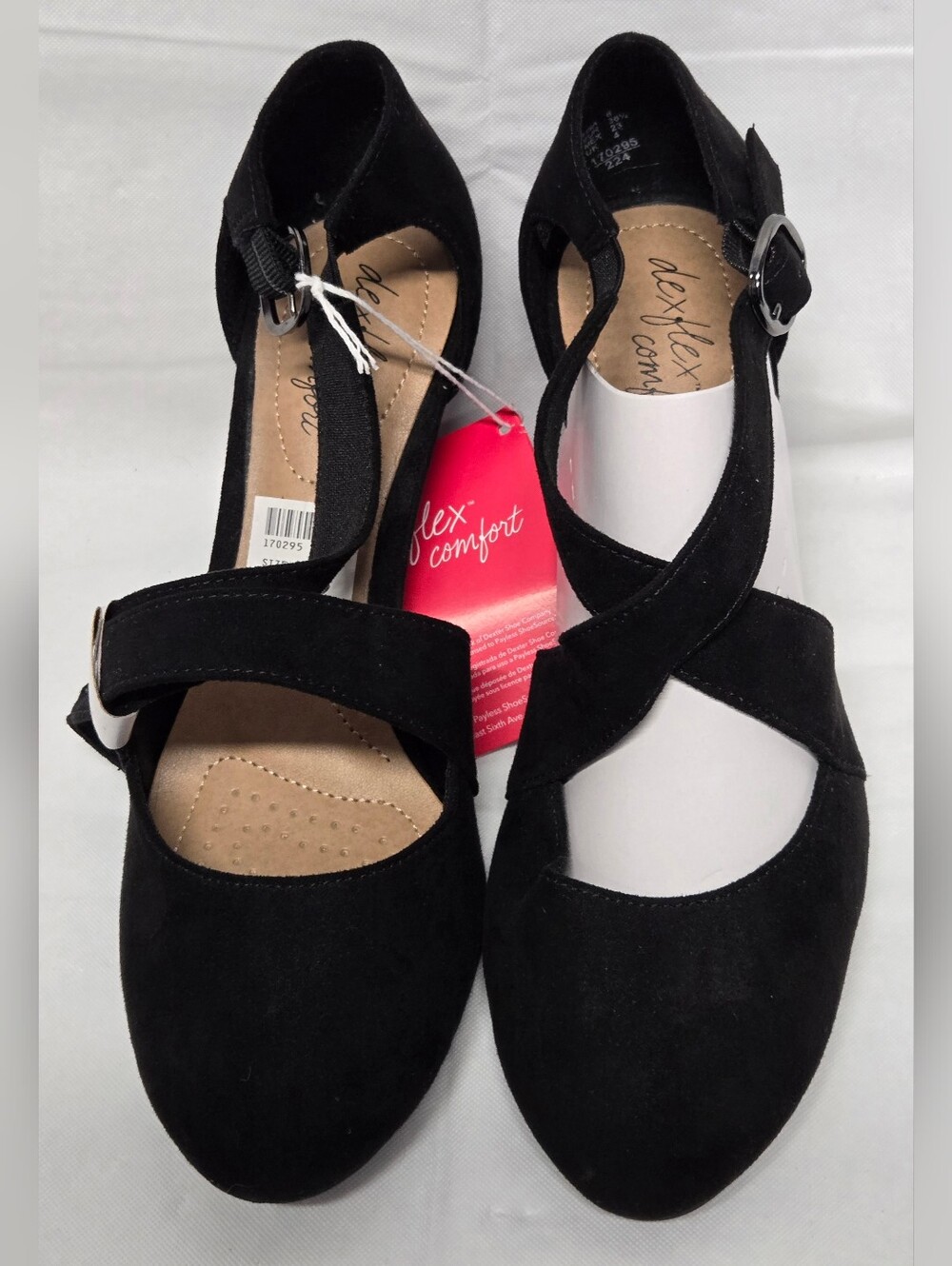 Dexflex Comfort Macie Black Heels Rounded Toe Memory Foam 6 New